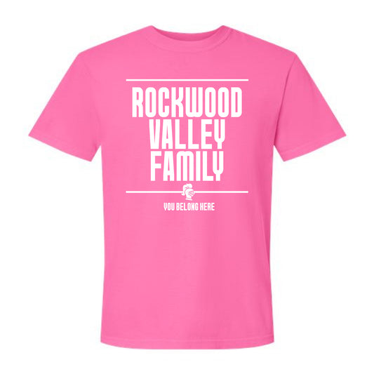 The Rockwood Valley Family Block | Neon Pink Tee
