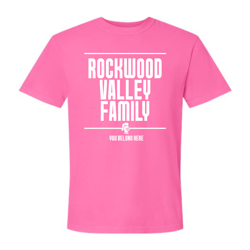 The Rockwood Valley Family Block | Neon Pink Tee