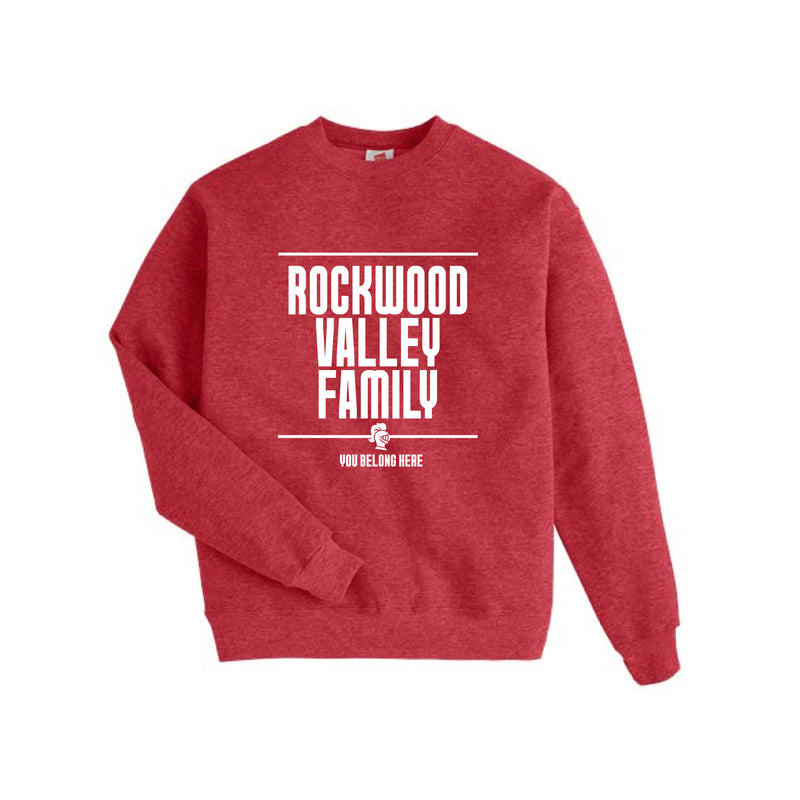 The Rockwood Valley Family Block | Heather Red Crewneck Sweatshirt