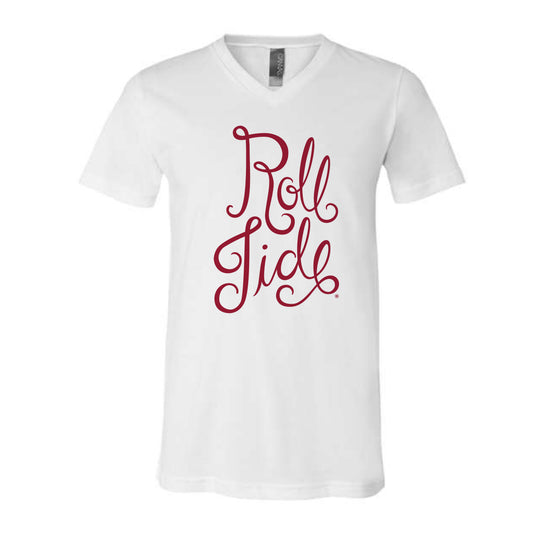 The Roll Tide Script | White V-Neck
