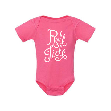 The Roll Tide Script | Baby Hot Pink Onesie