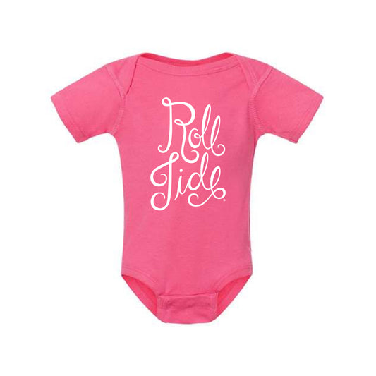 The Roll Tide Script | Baby Hot Pink Onesie