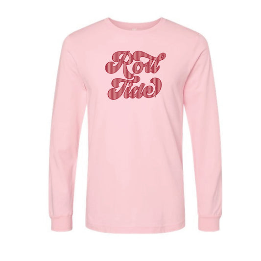The Roll Tide Stripes | Adult Soft Pink Long Sleeve Tee