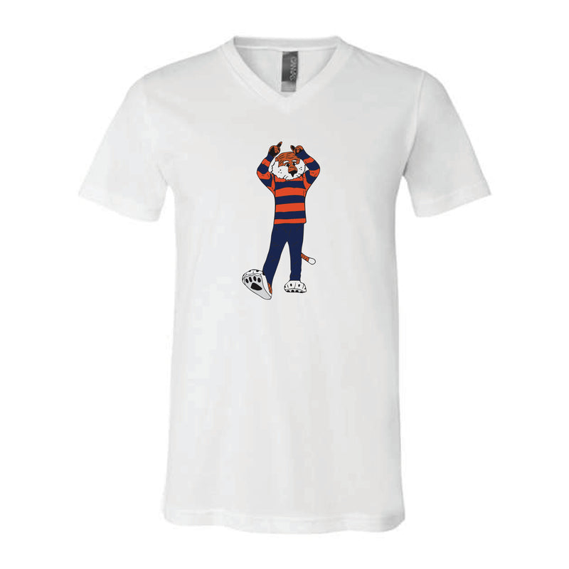 The Rugby Aubie | White V-Neck Tee