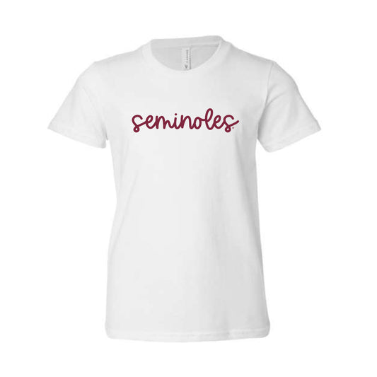 The Seminoles Cursive | Youth White Tee