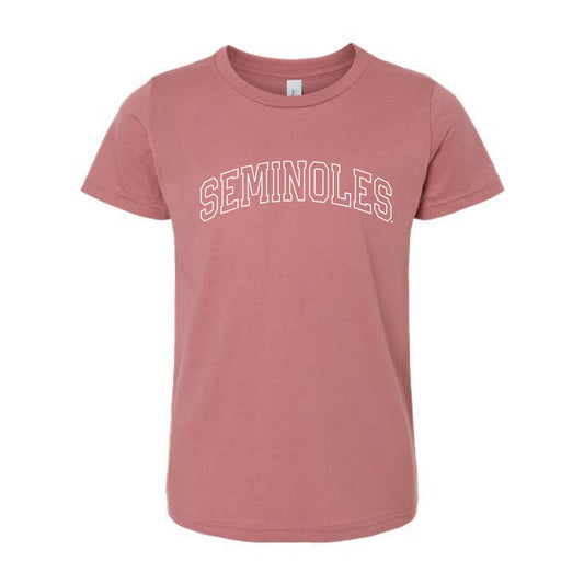 The Seminoles Outline Arch | Youth Mauve Tee