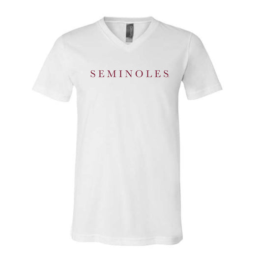 The Seminoles Serif | White V-Neck Tee