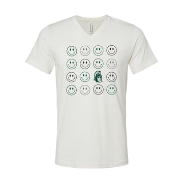 The Smiles For Sparty | Vintage White V-Neck Tee