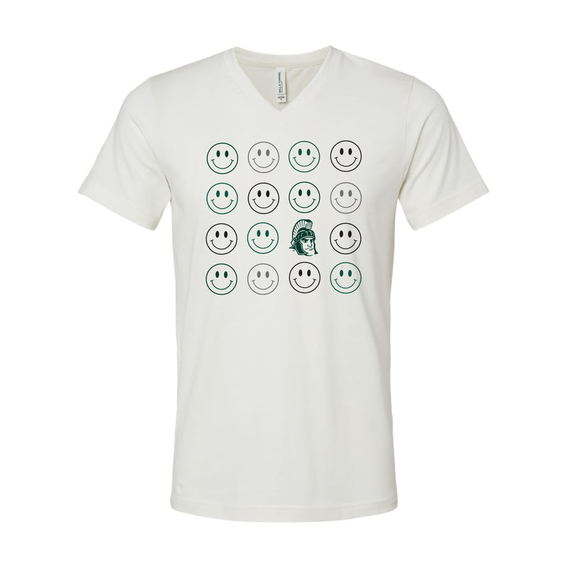 The Smiles For Sparty | Vintage White V-Neck Tee