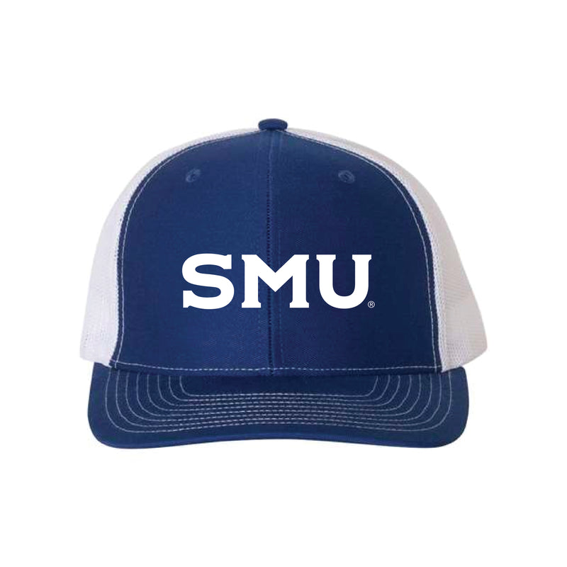 The SMU Logo Embroidered | Royal-White Richardson Trucker Cap