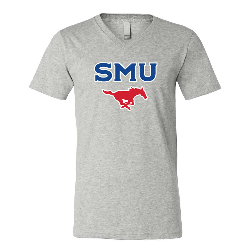 The SMU Mustang Logo | Athletic Heather V-Neck Tee