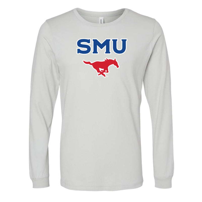 The SMU Mustang Logo | Silver Long Sleeve