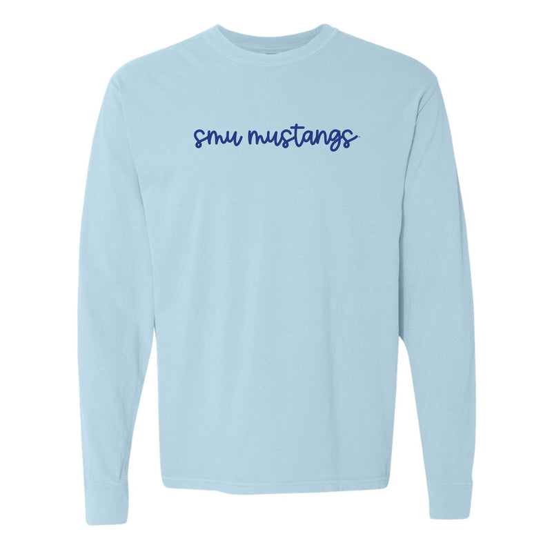 The SMU Mustangs Cursive | Chambray Long Sleeve