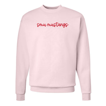 The SMU Mustangs Cursive | Pink Sweatshirt