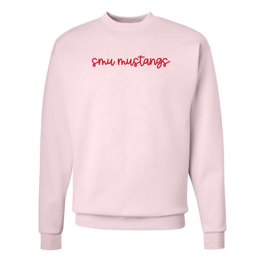 The SMU Mustangs Cursive | Pink Sweatshirt