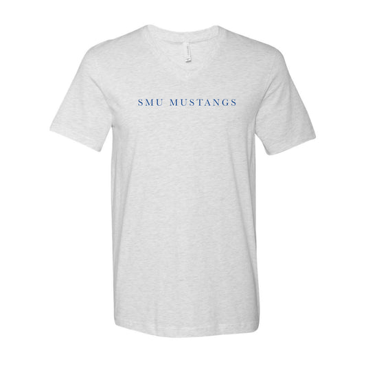 The SMU Mustangs Serif | Ash V-Neck Tee