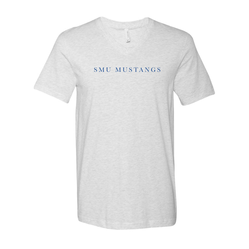 The SMU Mustangs Serif | Ash V-Neck Tee