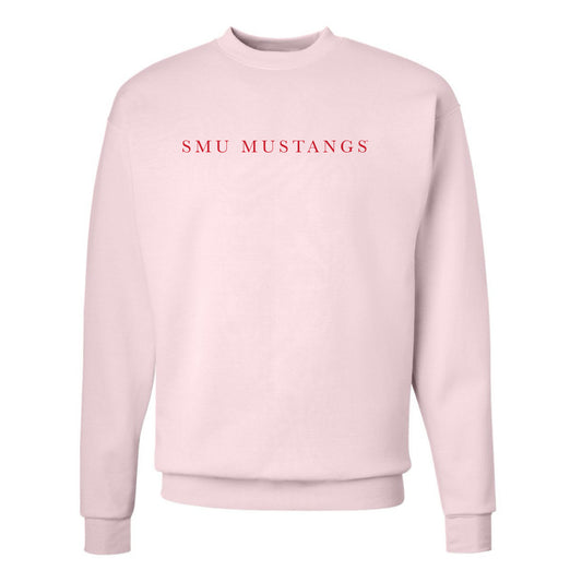 The SMU Mustangs Serif | Pale Pink Sweatshirt