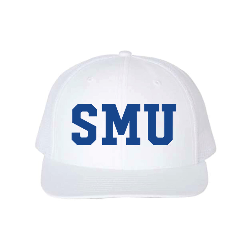 The SMU Embroidered | White Richardson Trucker Cap