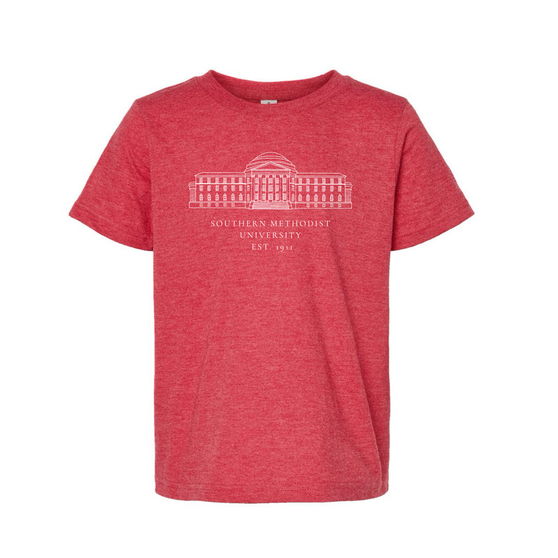 The SMU Dallas Hall | Youth Heather Red Tee