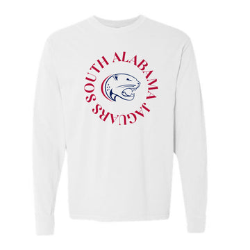 The South Alabama Circle | Adult White Long Sleeve Tee