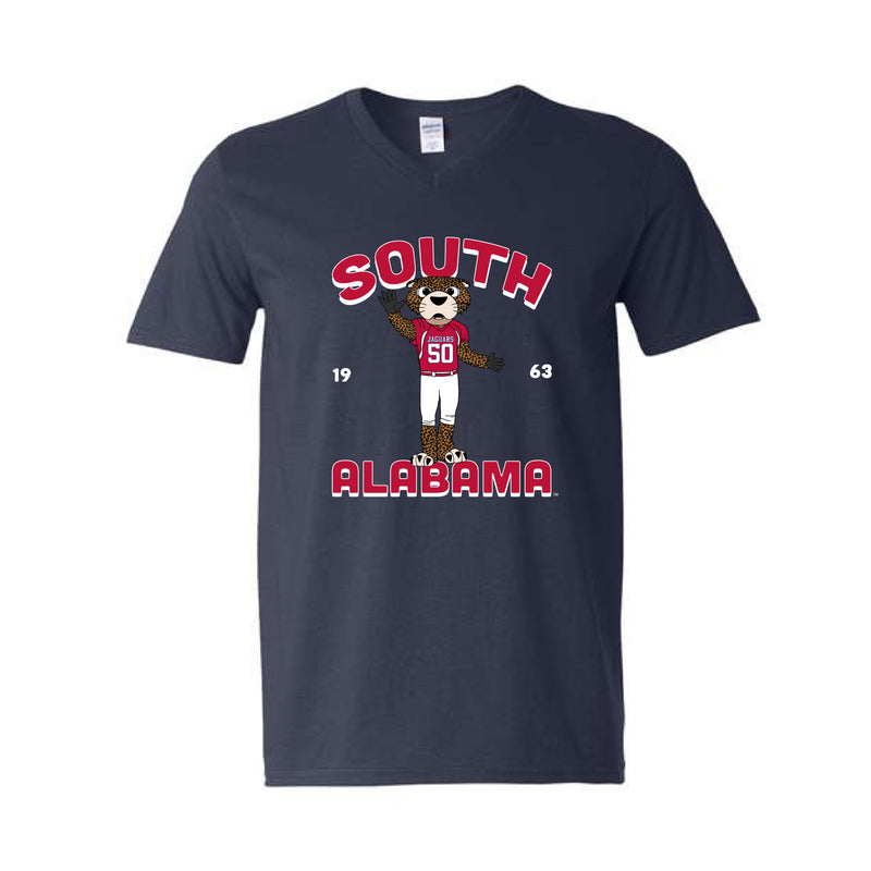 The South Alabama Jaguars 1963 | Adult Navy V-Neck Tee