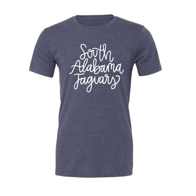 The South Alabama Script | Adult Heather Navy Tee