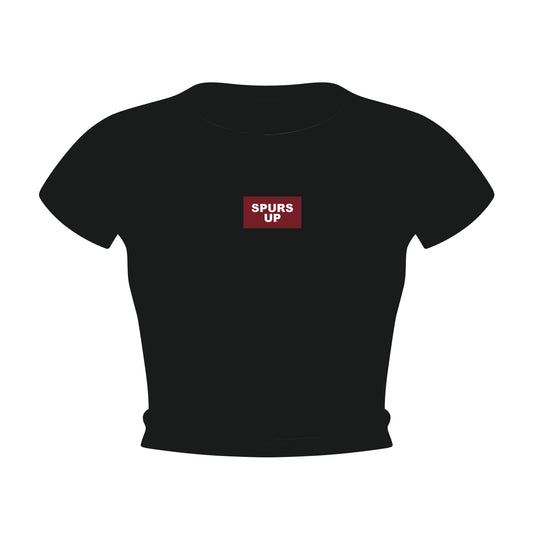 The Raegan Ribbed Baby Tee Spurs Up Woven Label | Black