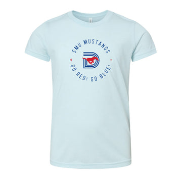 The Southern Methodist D Logo | Ice Blue Triblend Youth Tee