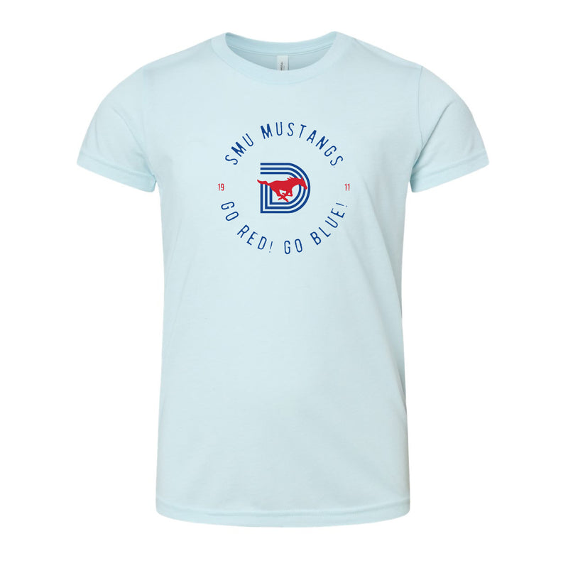 The Southern Methodist D Logo | Ice Blue Triblend Youth Tee