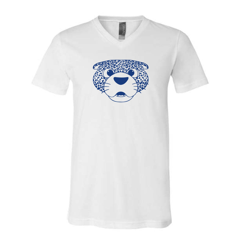 The South Paw Outline Head | Adult White V-Neck Tee