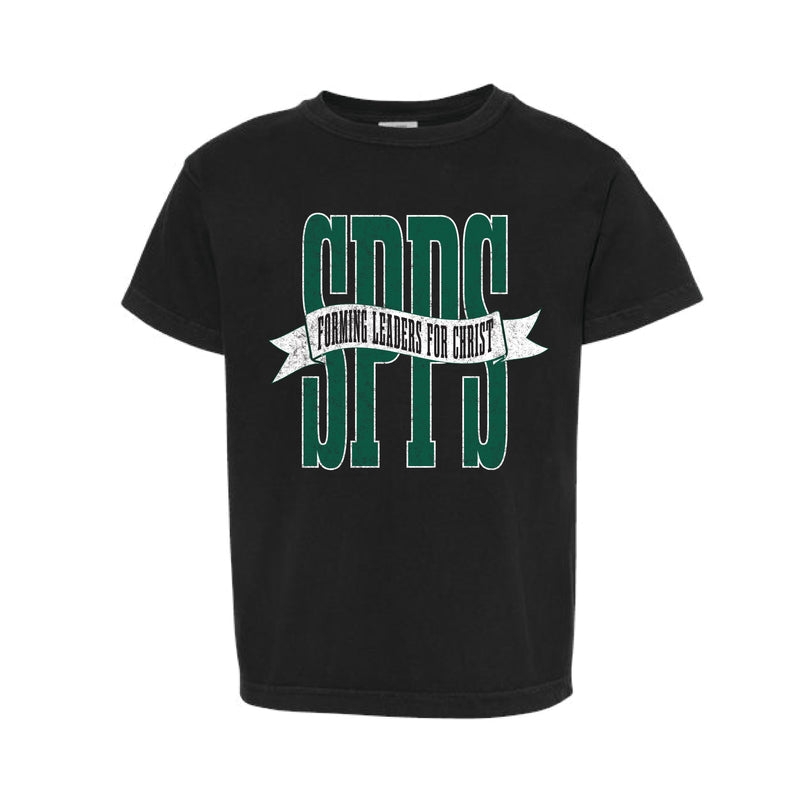 The SPPS Banner | Youth Black Tee