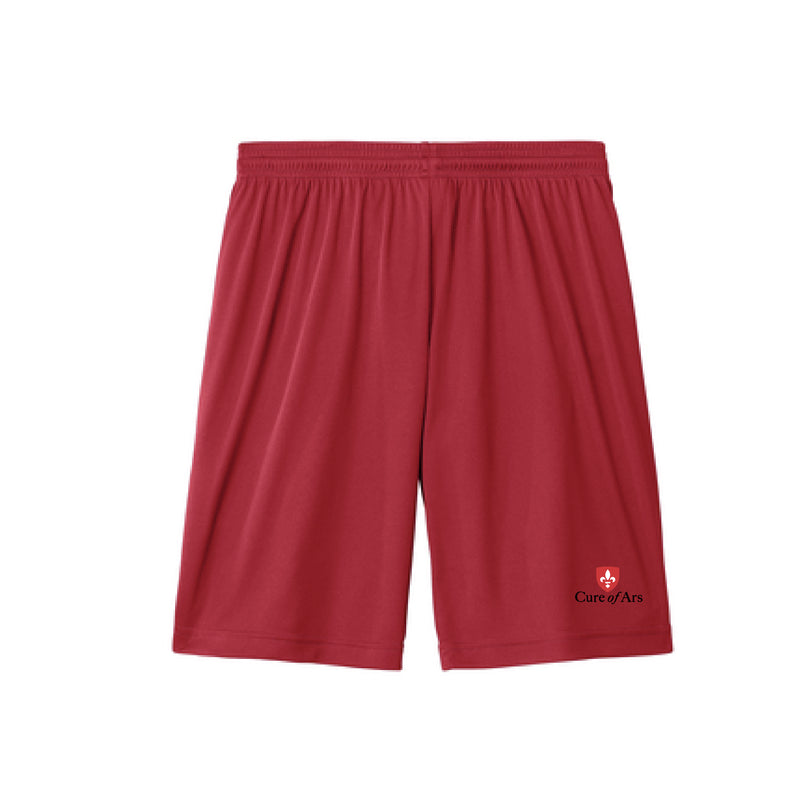 The Curé of Ars Logo | Deep Red Shorts