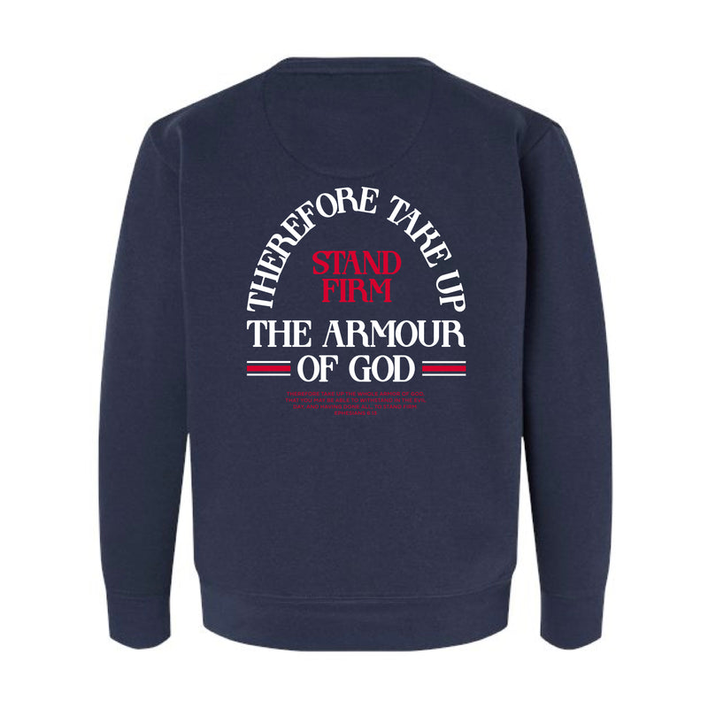 The Stand Firm Arch | Navy Youth Crewneck Sweatshirt