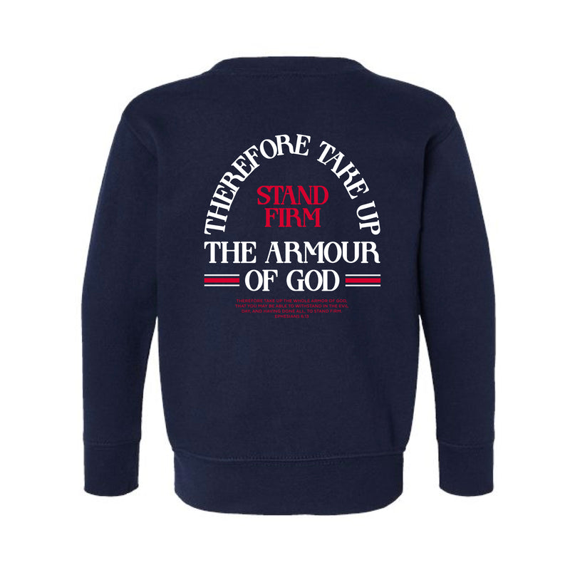 The Stand Firm Arch | Navy Toddler Crewneck Sweatshirt