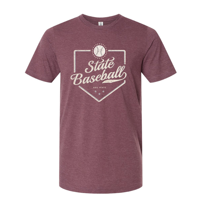 The State Baseball Plate | Heather Maroon Tee