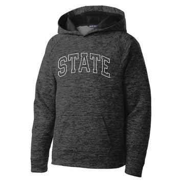 The State Arch Outline | Youth Grey/Black Electric Hoodie