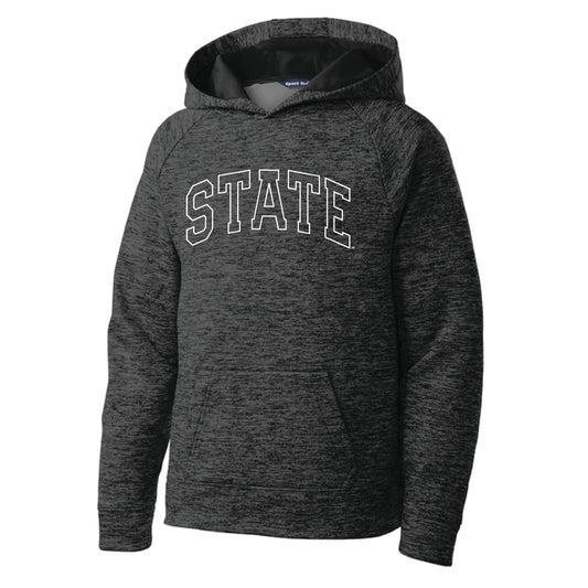 The State Arch Outline | Youth Grey/Black Electric Hoodie