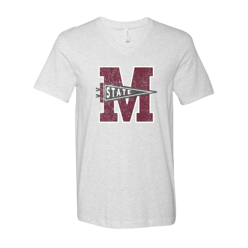 The State Pennant MSU | Ash V-Neck Tee