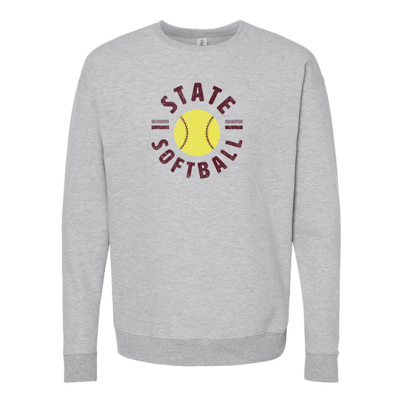 The State Softball | Adult Heather Grey Sweatshirt