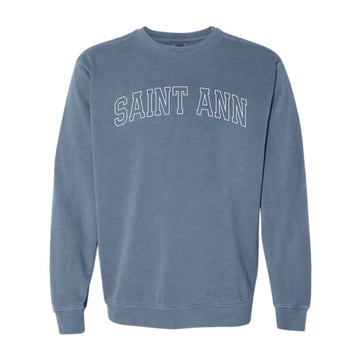 The Saint Ann Outline Arch | Adult Blue Jean Crewneck Comfort Colors Sweatshirt
