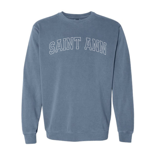 The Saint Ann Outline Arch | Adult Blue Jean Crewneck Comfort Colors Sweatshirt
