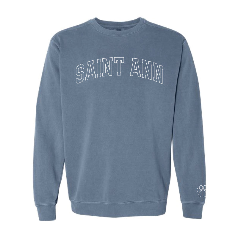 The Saint Ann Outline Arch | Adult Blue Jean Crewneck Sweatshirt
