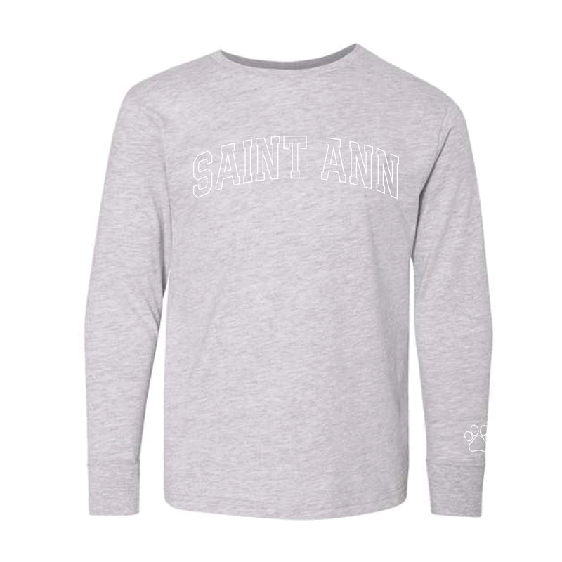 The Saint Ann Outline Arch | Youth Heather Long Sleeve Tee