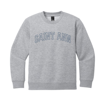The Saint Ann Outline Arch | Youth Light Heather Grey Crewneck Sweatshirt