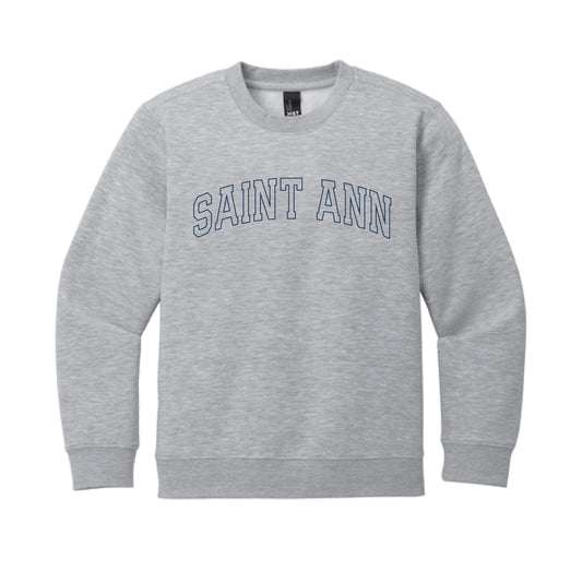 The Saint Ann Outline Arch | Youth Light Heather Grey Crewneck Sweatshirt