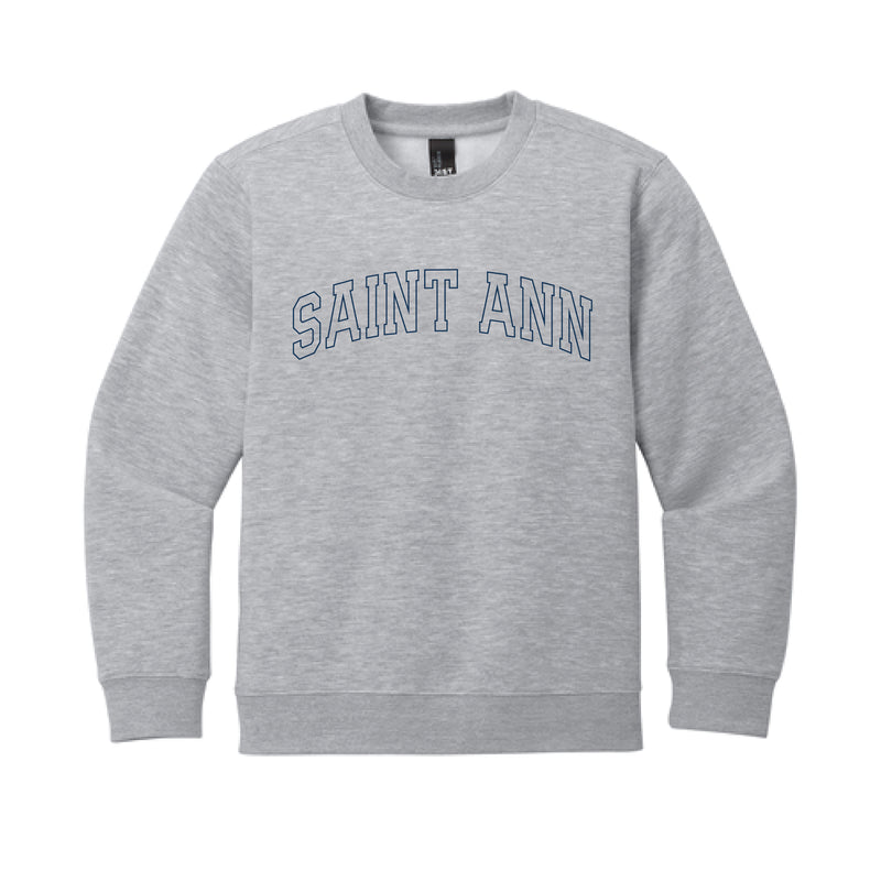 The Saint Ann Outline Arch | Youth Light Heather Grey Crewneck Sweatshirt