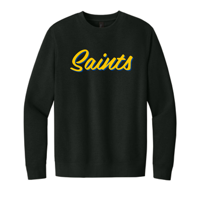 The Saints Script | Adult Black Fleece Crew