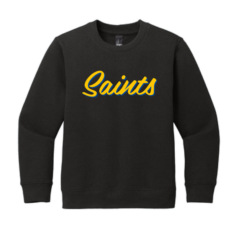 The Saints Script | Youth Black Fleece Crew