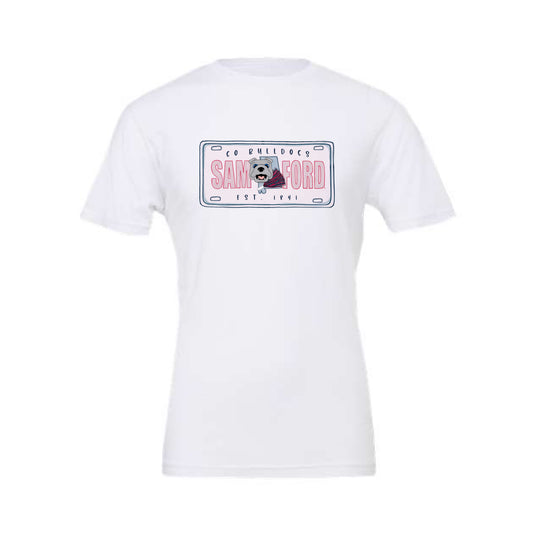 The Samford License Plate | White Tee